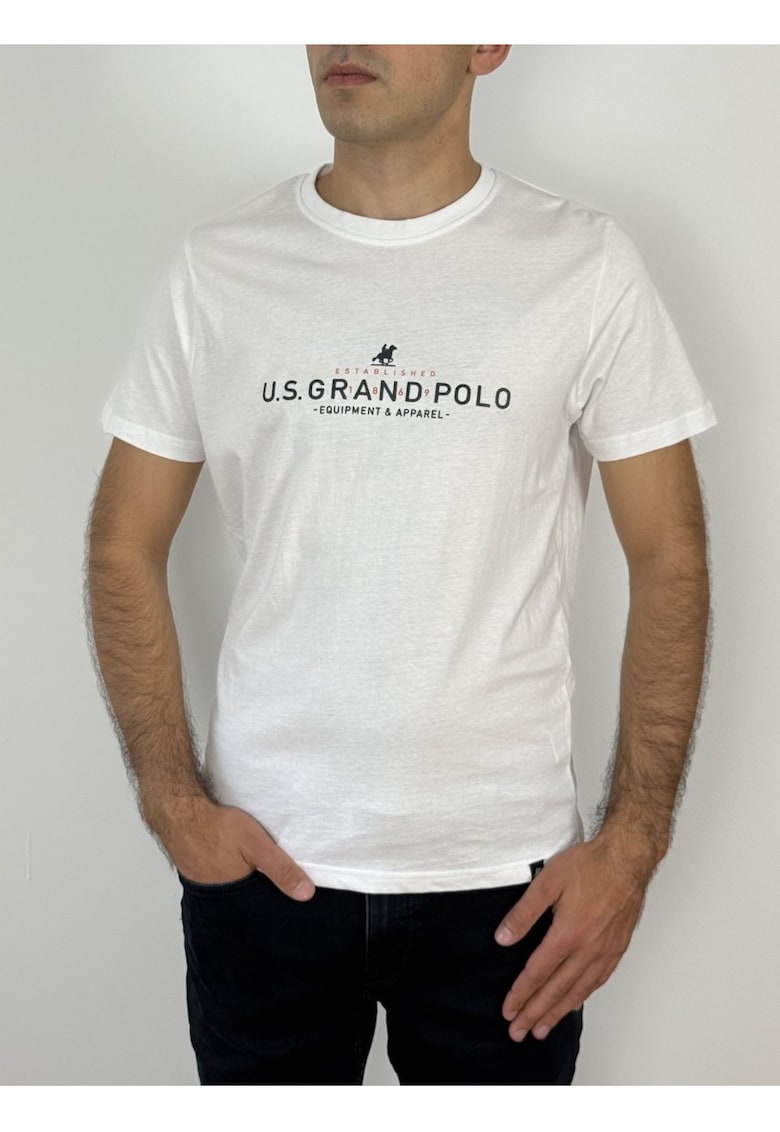 U.S. Grand POLO Tricou barbati cu imprimeu text - Regular fit