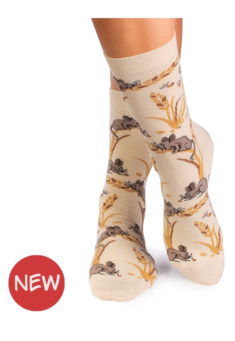 Sosete din bumbac Povesti de Toamna Soricel Ecru