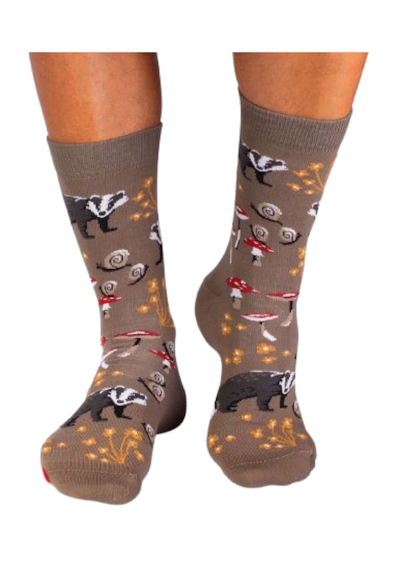 Sosete din bumbac Povesti de Toamna Bursuc Gri