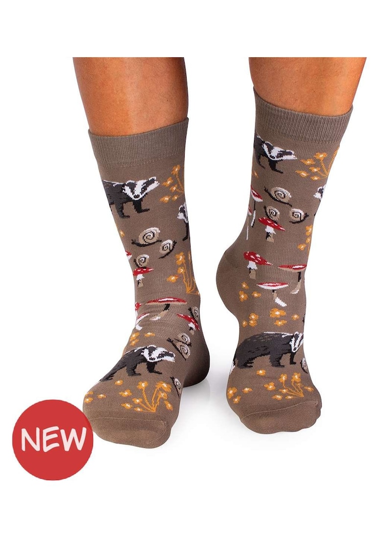 Sosete din bumbac Povesti de Toamna Bursuc Gri