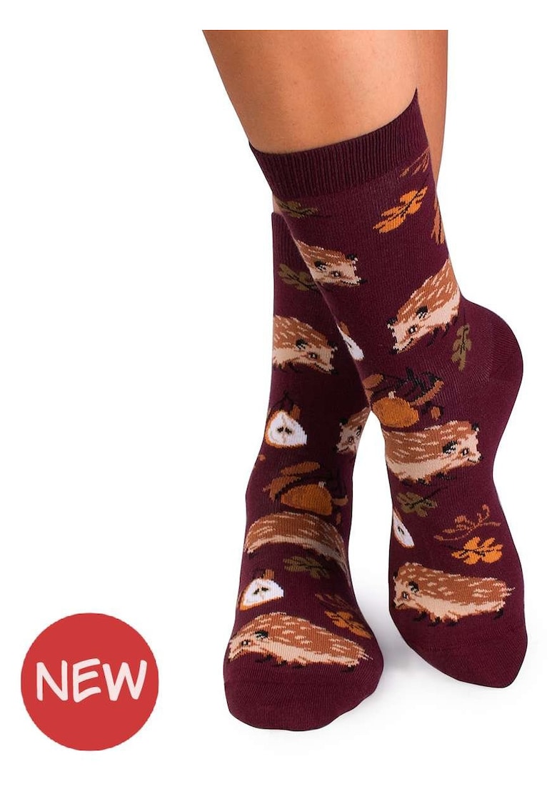 Sosete din bumbac Povesti de Toamna Arici Visiniu