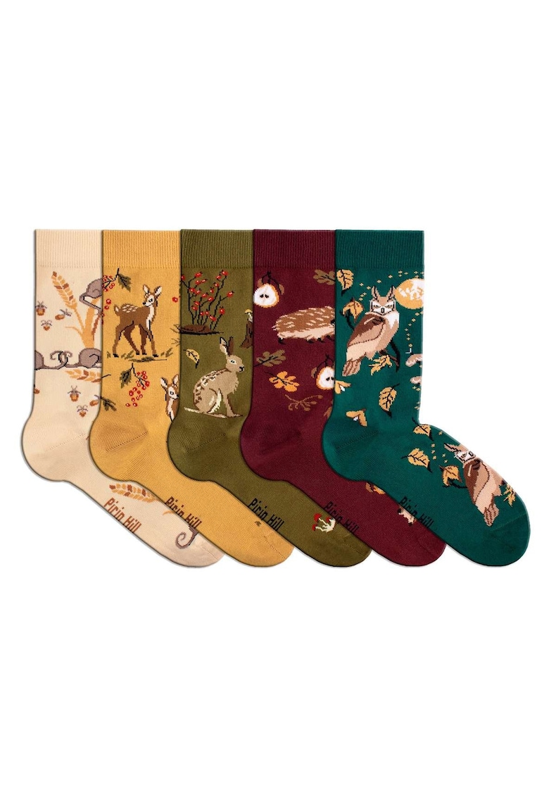 Cutie de lux cu 5 perechi sosete din bumbac Povesti de Toamna
