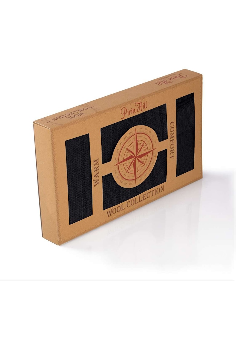 Cutie cu caciula - fular si sosete din Lana Merinos - 35-38 EU - Negru