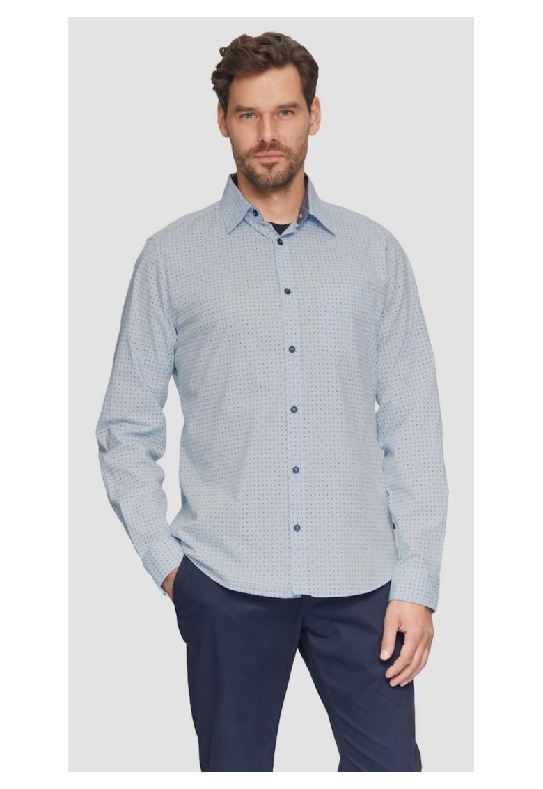 Camasa barbati cu maneca lunga - croiala Slim Fit si imprimeu cu puncte