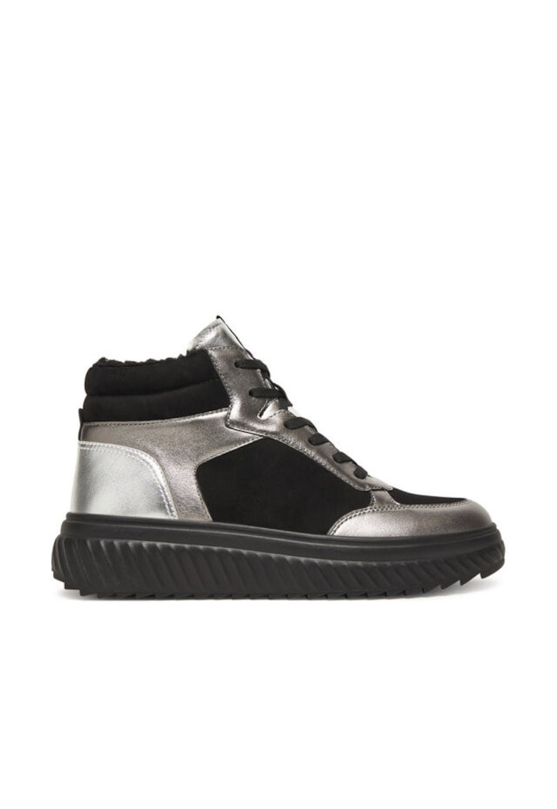 Tenisi dama 019 9-26212-45 - piele naturala - negru/argintiu