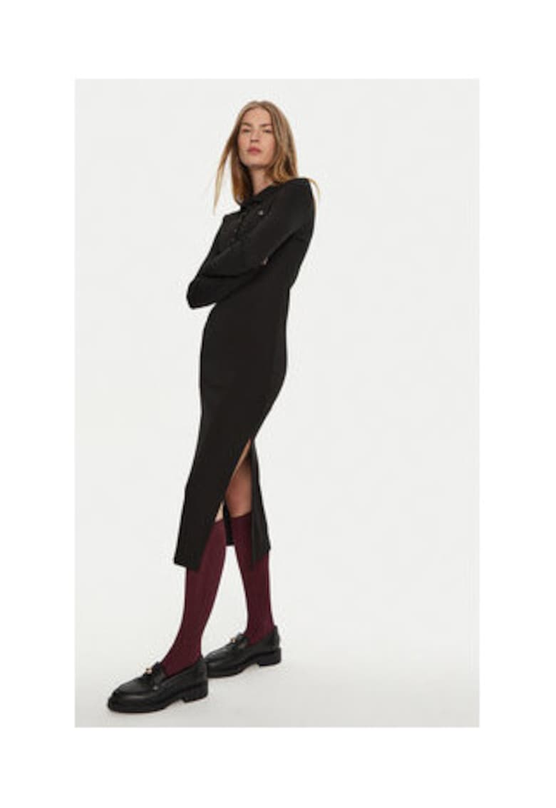 Rochie tricotata de dama - neagra - bumbac-elastan -