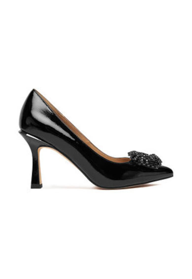Pantofi dama - Alma cu toc inlt - negru - piele naturala/piele lacuita -
