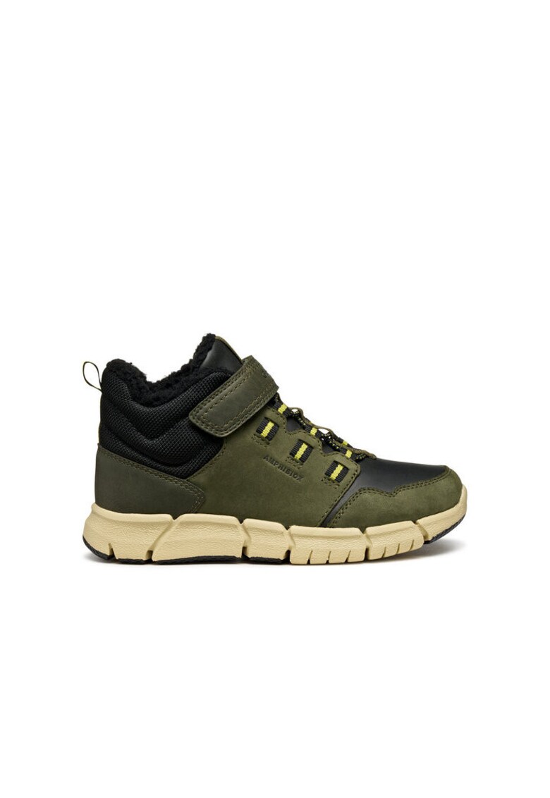 Ghete sport baieti - piele naturala - verde/negru