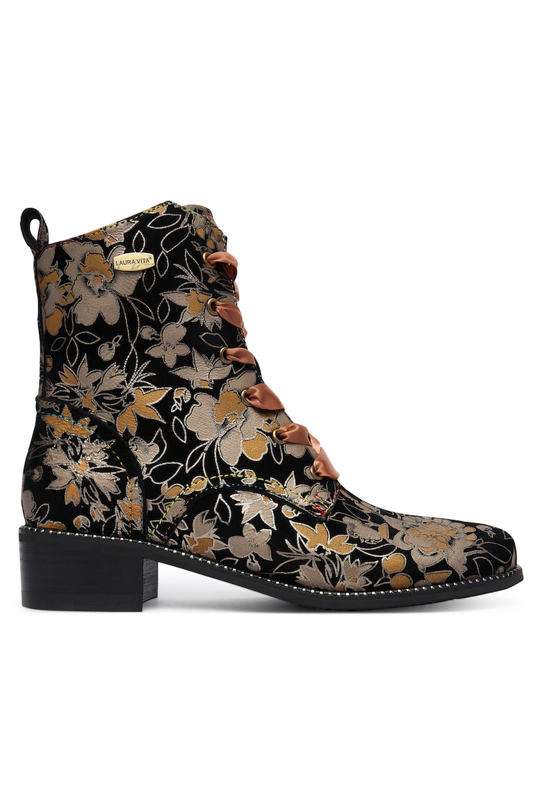 dama Piele naturala - Floral - Negru