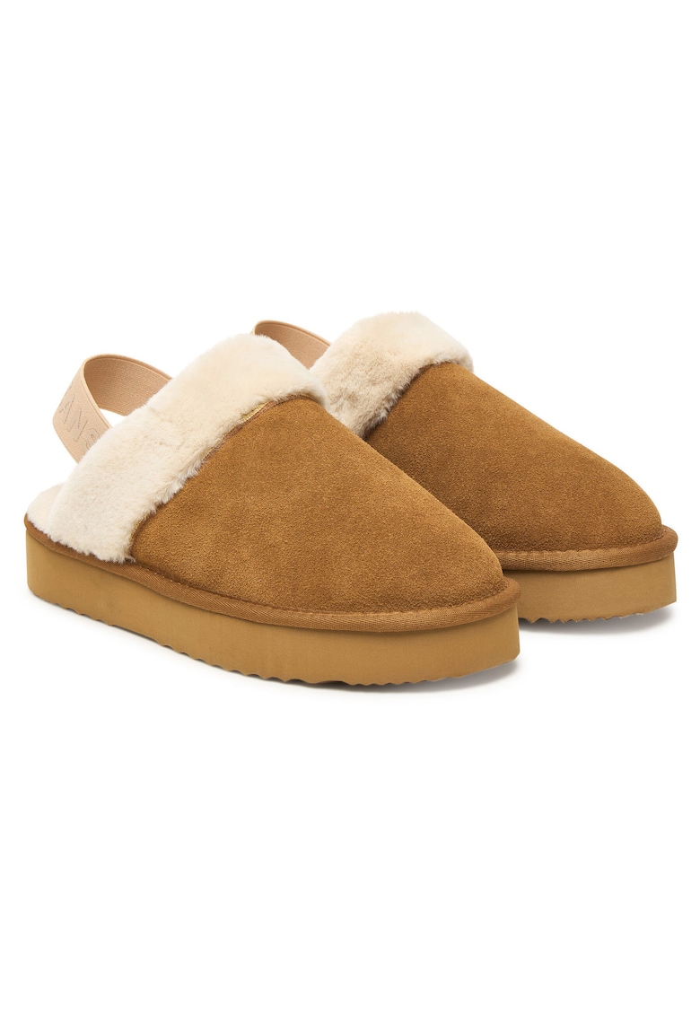 Papuci dama model 879 Dissy Tape - piele naturala - culoare cognac maro
