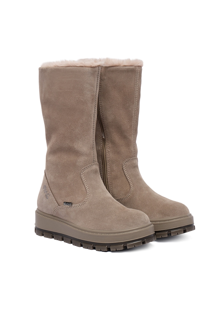 Cizme Fete - piele naturala - gri - fermoar -