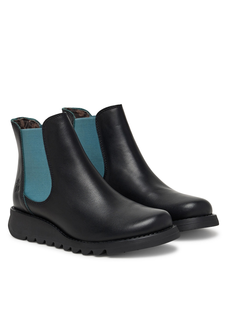 Botine dama P143195112 - Piele naturala - Negru/Verde