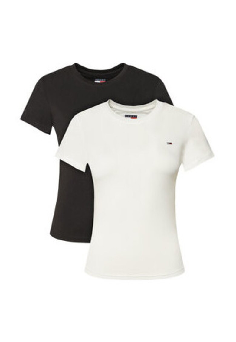 Set 2 tricouri Femei - Negru - Ecru - 100% bumbac -