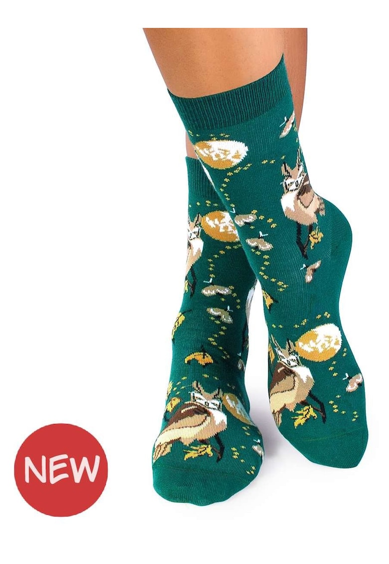 Sosete din bumbac Povesti de Toamna Bufnita Verde Petrol