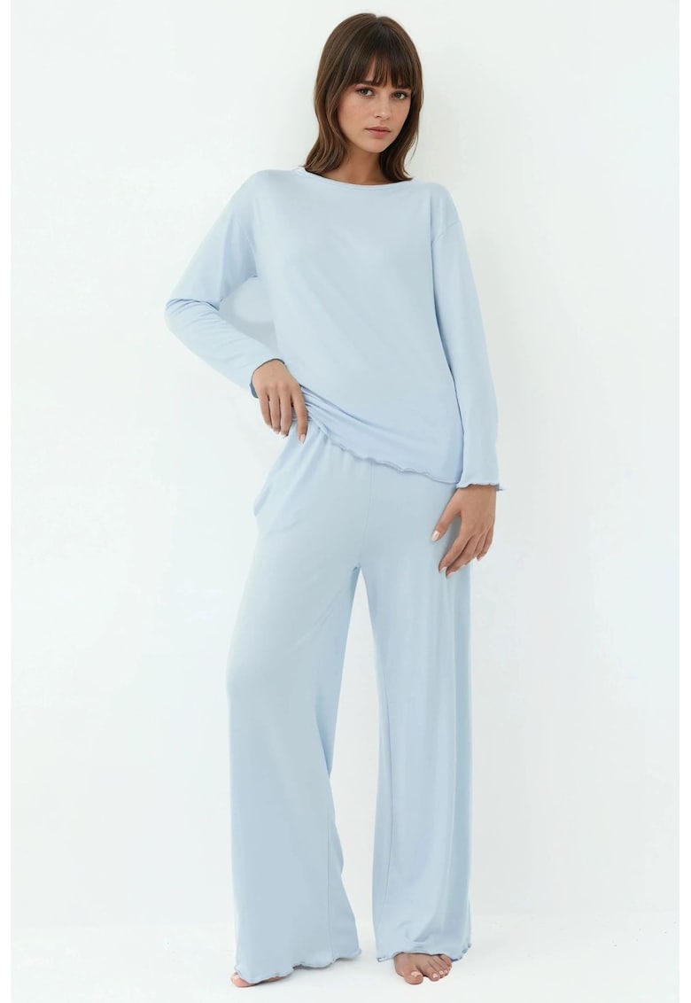 Set pijamale - maneca lunga - croiala lejera - albastru glaciar - jerseu - Albastru deschis