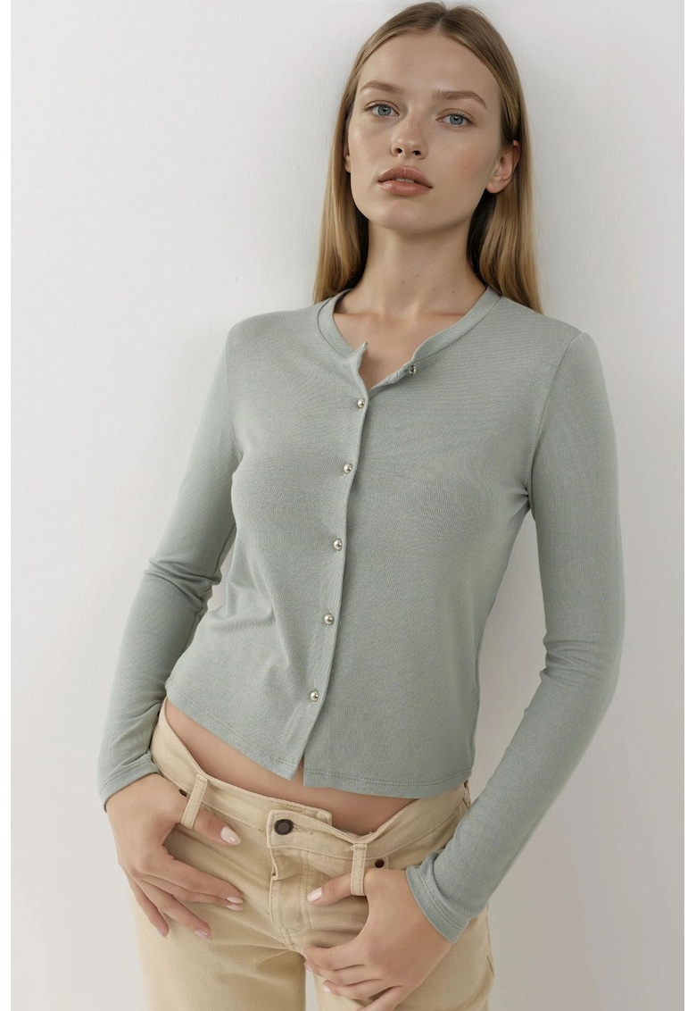 Bluza dama - Colectia Busem - guler rotund - maneci lungi - verde menta - jerseu