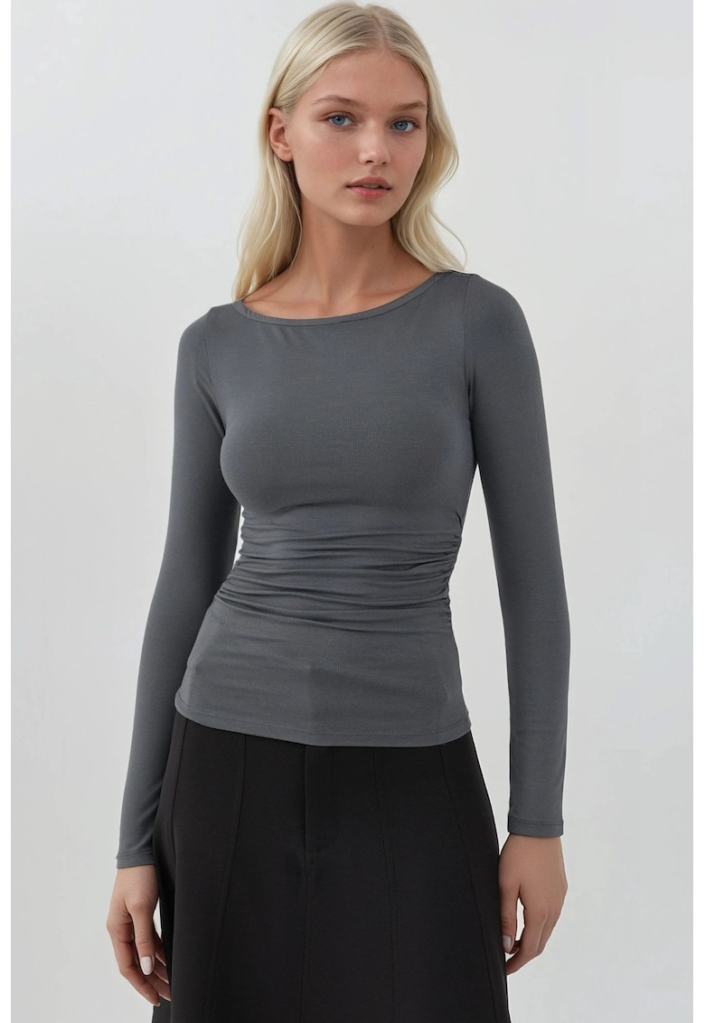 Bluza dama - model Busem - maneca lunga - gri inchis - viscoza