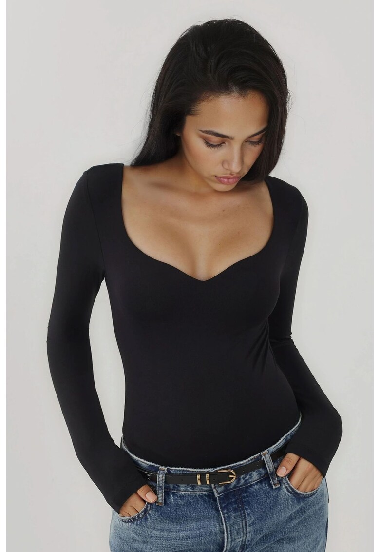 Bluze dama - colectia Busem - guler inima - negru - jerseu