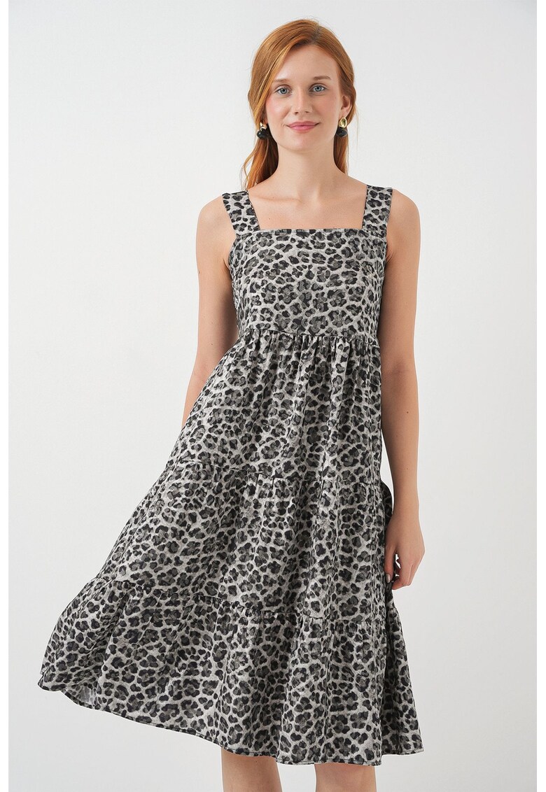Rochie maxi - HiCCUP - gri carbune - textil - Gri carbune