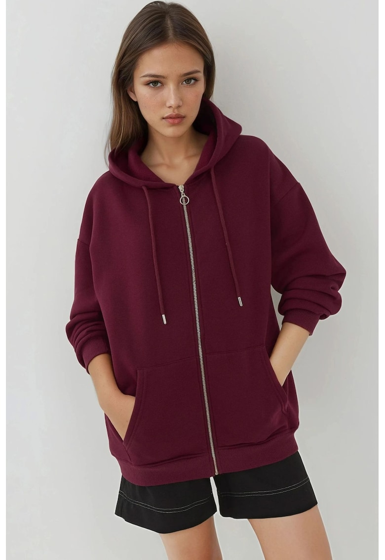 Hanorac dama - colectia Busem - texturat - visiniu - poliester si bumbac