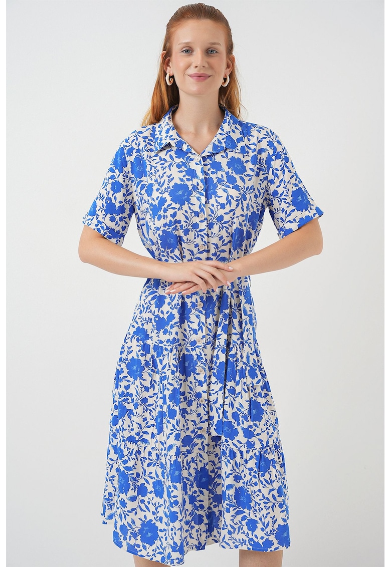 Big Dart Rochie midi - HiCCUP - Textil - Albastru indigo - Albastru