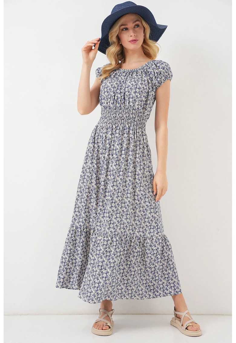 Rochie maxi HiCCUP BDART - imprimeu floral - albastru marin - textil