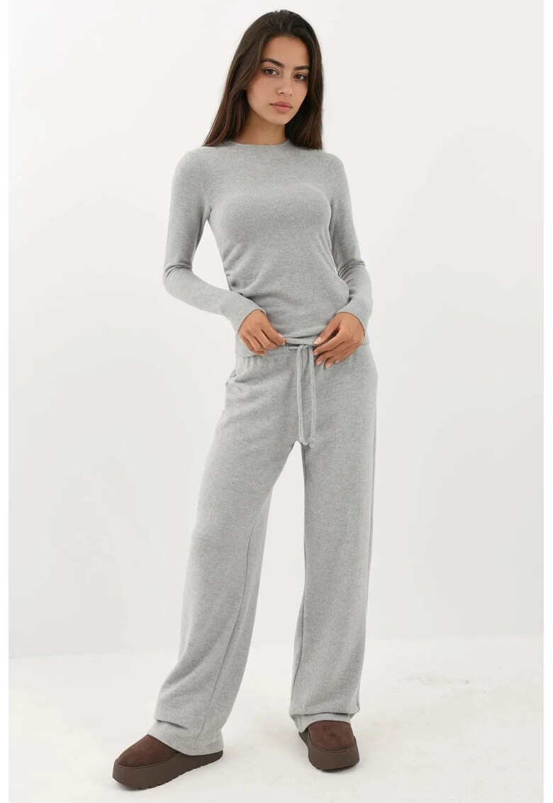 Bluze - Femei - Bluza cu maneca lunga si textura moale - Colectia Busem - Gri -