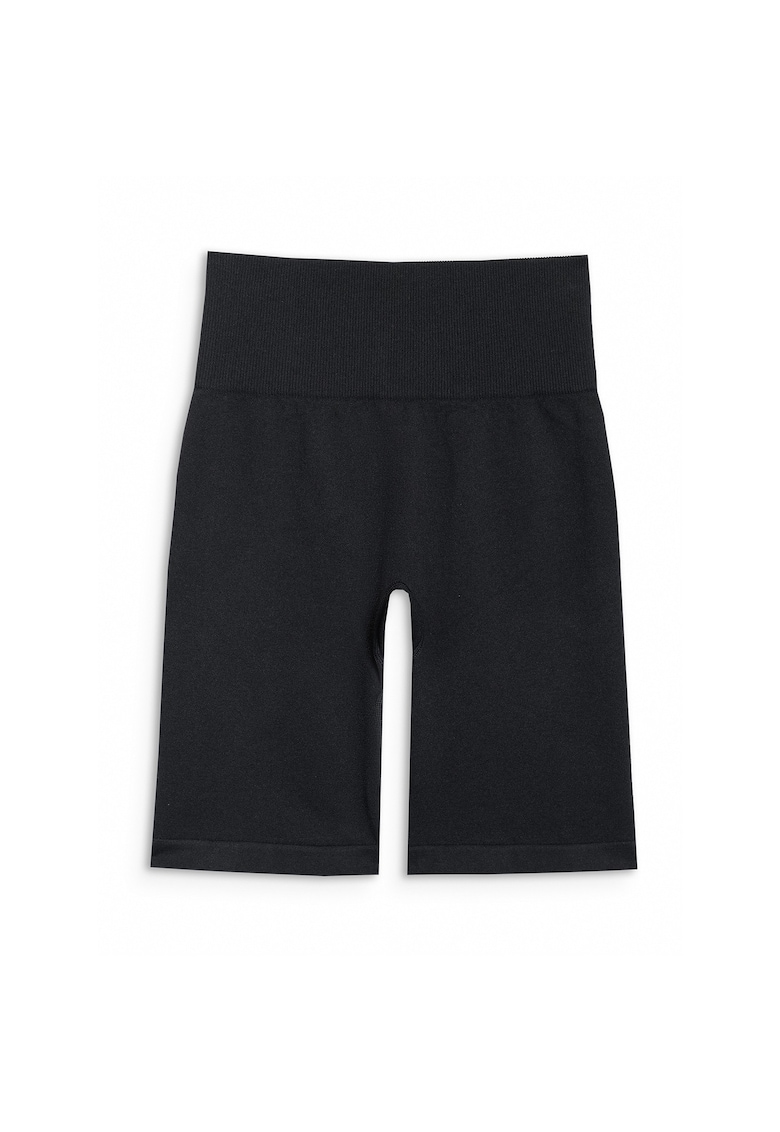 Sort De Antrenament Femei - Talie Inalta - Push-Up - Material Elastic Fara Cusaturi - MULTI ACTIVE - Negru Intens