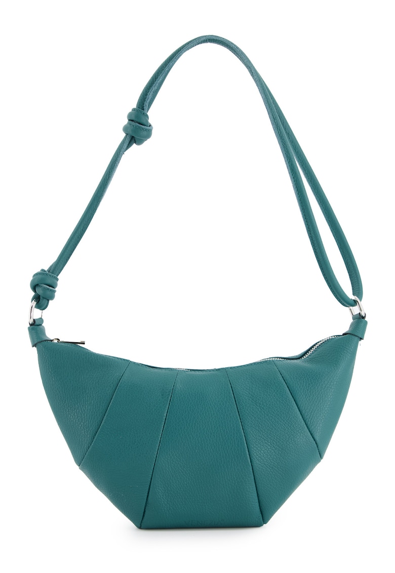 Geanta de umar piele naturala - verde - 32x17x6cm - curea 115cm - 2 buzunare interioare