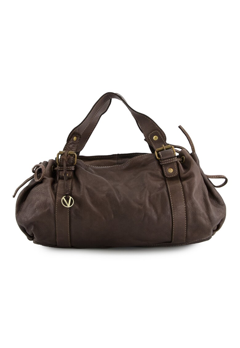 Geanta de voiaj Duffle - maro - piele naturala - 39x25x8 -5cm - curea detasabila 110cm - 3 buzunare interioare