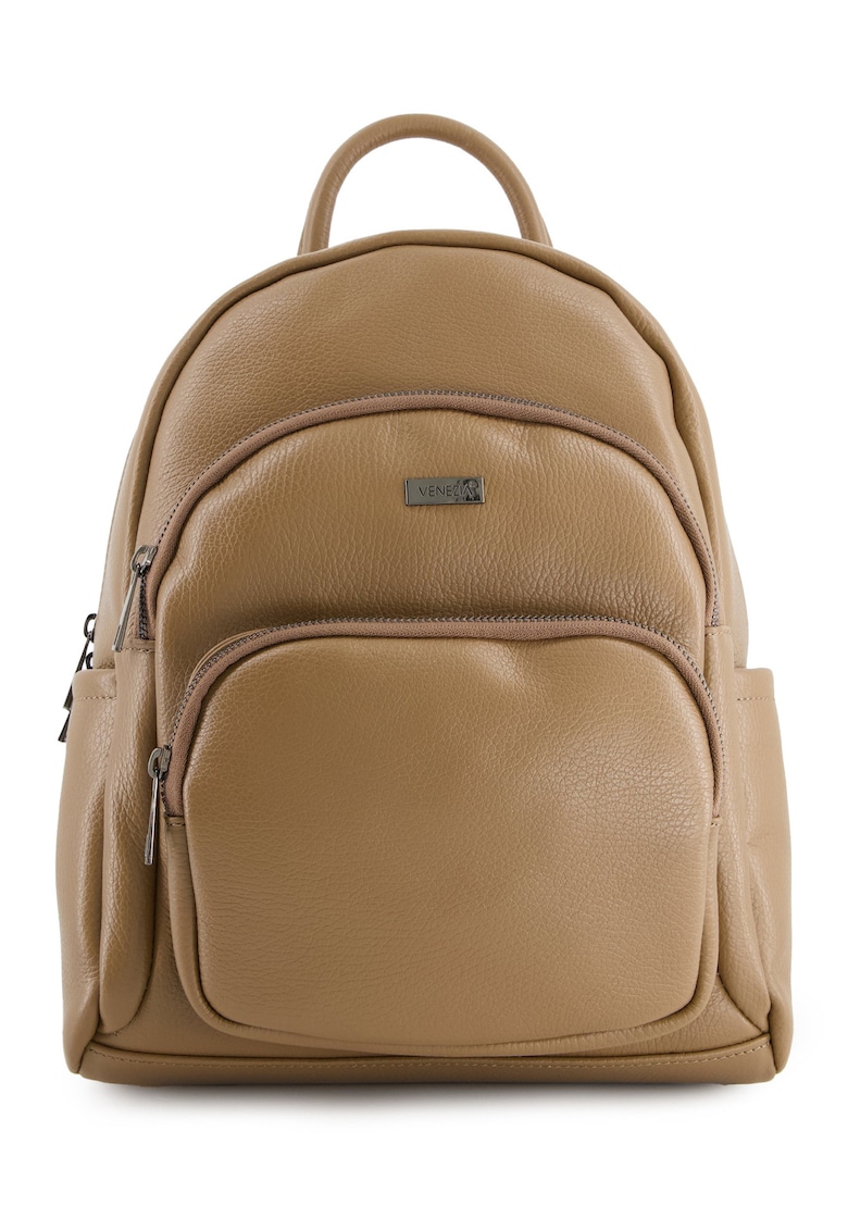 Rucsac dama - piele naturala - 33x27x12cm - 4 buzunare externe - 2 buzunare interne - Maro