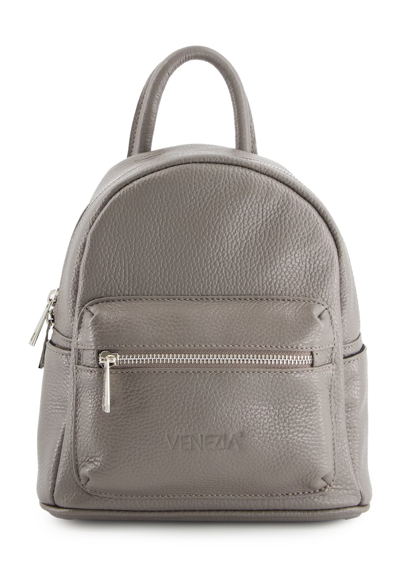 Rucsac fashion dama gri - piele naturala - 24x22x12cm - 5 buzunare