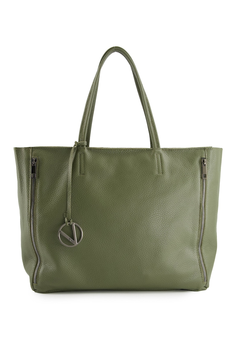 Geanta shopper din piele naturala - verde - 37x29x13cm - fara captuseala