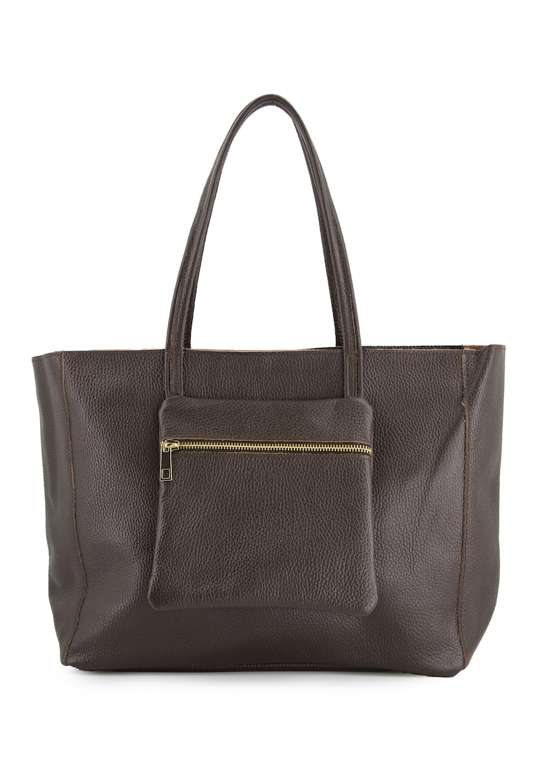 Geanta shopper pentru femei - piele naturala - maro - 37x29x13cm