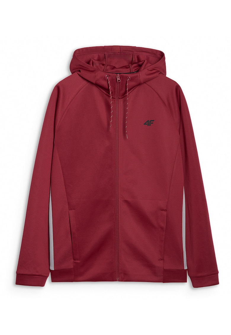 Hanorac Sport pentru Barbati - Carmin - Poliester - Cu Gluga si Fermoar - Tehnologie 4FDry - Marime L - Multi Active