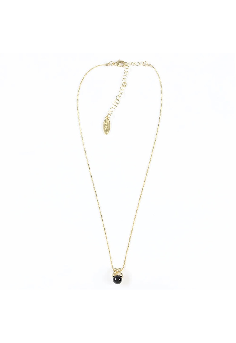 Colier auriu cu perla acrilica neagra - Paris