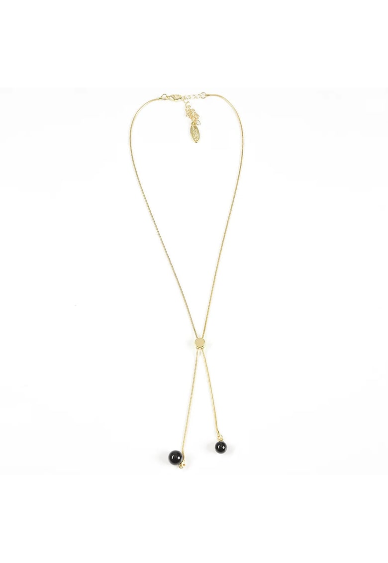Colier auriu minimalist cu perle negre - Paris