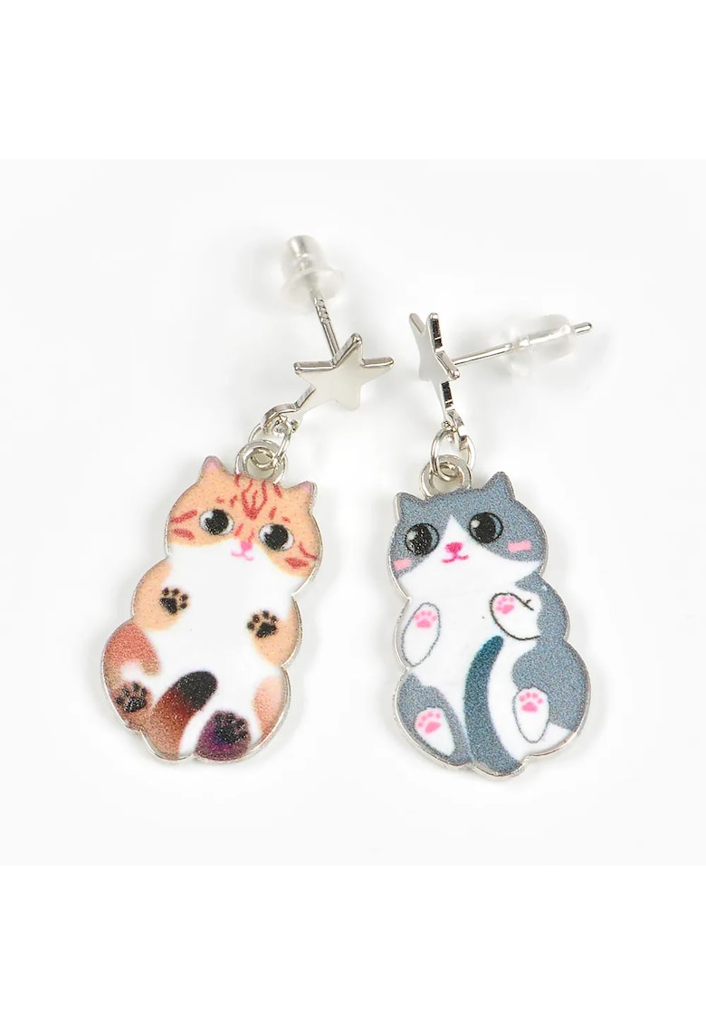 Cercei asimetrici cu pisici colorate si stelute - Paris