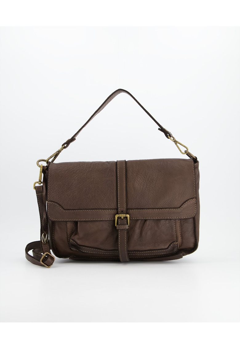 Geanta de umar model Messenger - piele naturala - maro - 32x20x9cm - 3 buzunare interioare - 2 buzunare exterioare - curea detasabila max 122cm.