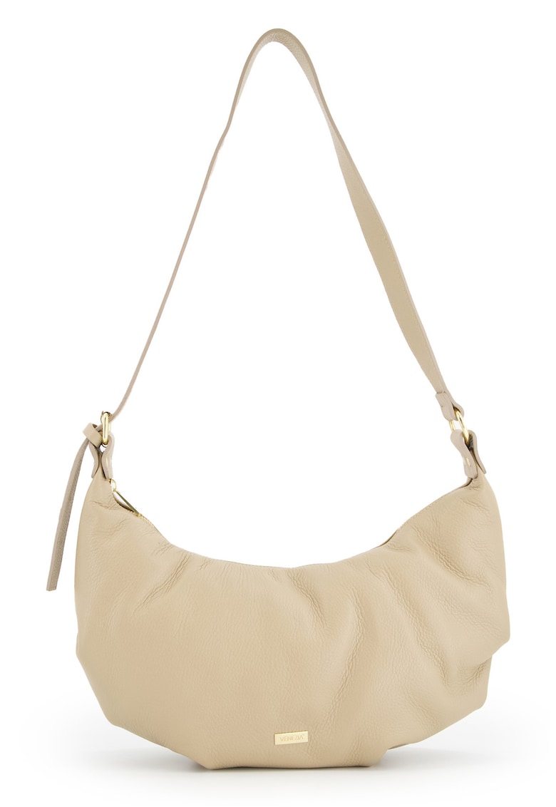 Geanta dama crossbody - piele naturala - 2 compartimente - bej - 27x40x8cm