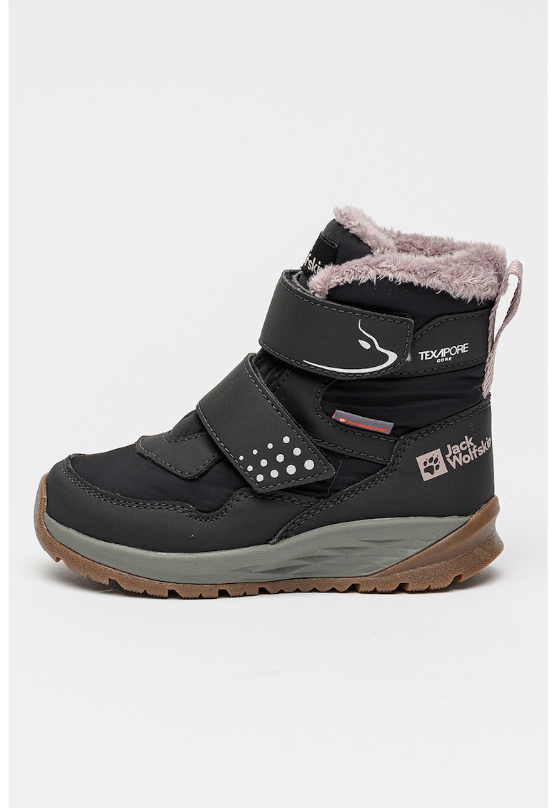 Ghete cu velcro si garnituri textile Polar Bear - Negru/Lila