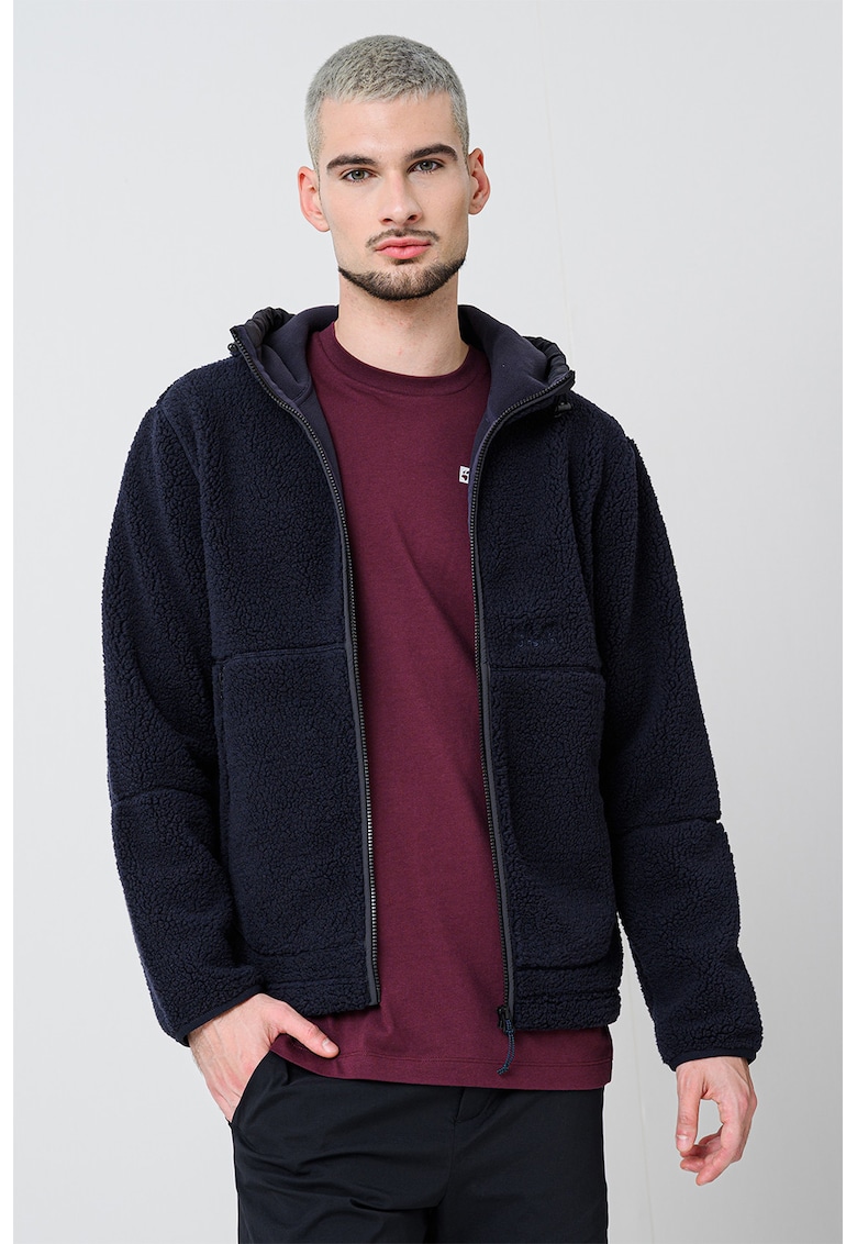 Jacheta cu gluga din blana sherpa