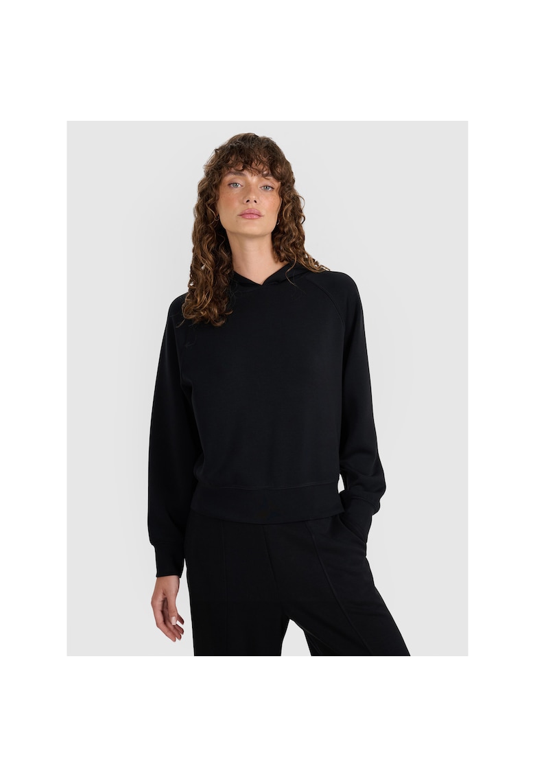 Hanorac Femei Modal Negru SportStyle Gluga Raglan