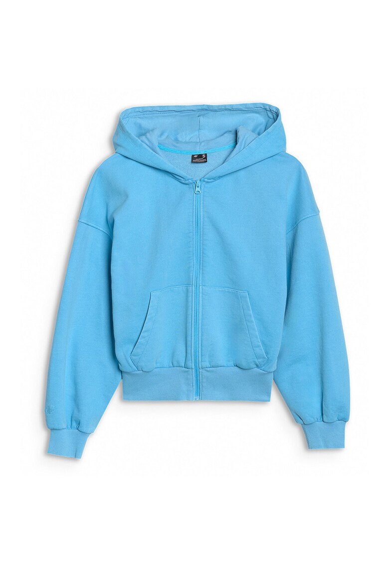 Hanorac Femei Oversize cu Gluga si Fermoar - Albastru - Bumbac/Poliester - Ideal pentru Sport si Casual - SS25 -