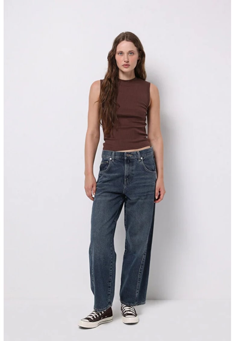 Pantaloni de dama - loose fit - bumbac - albastru