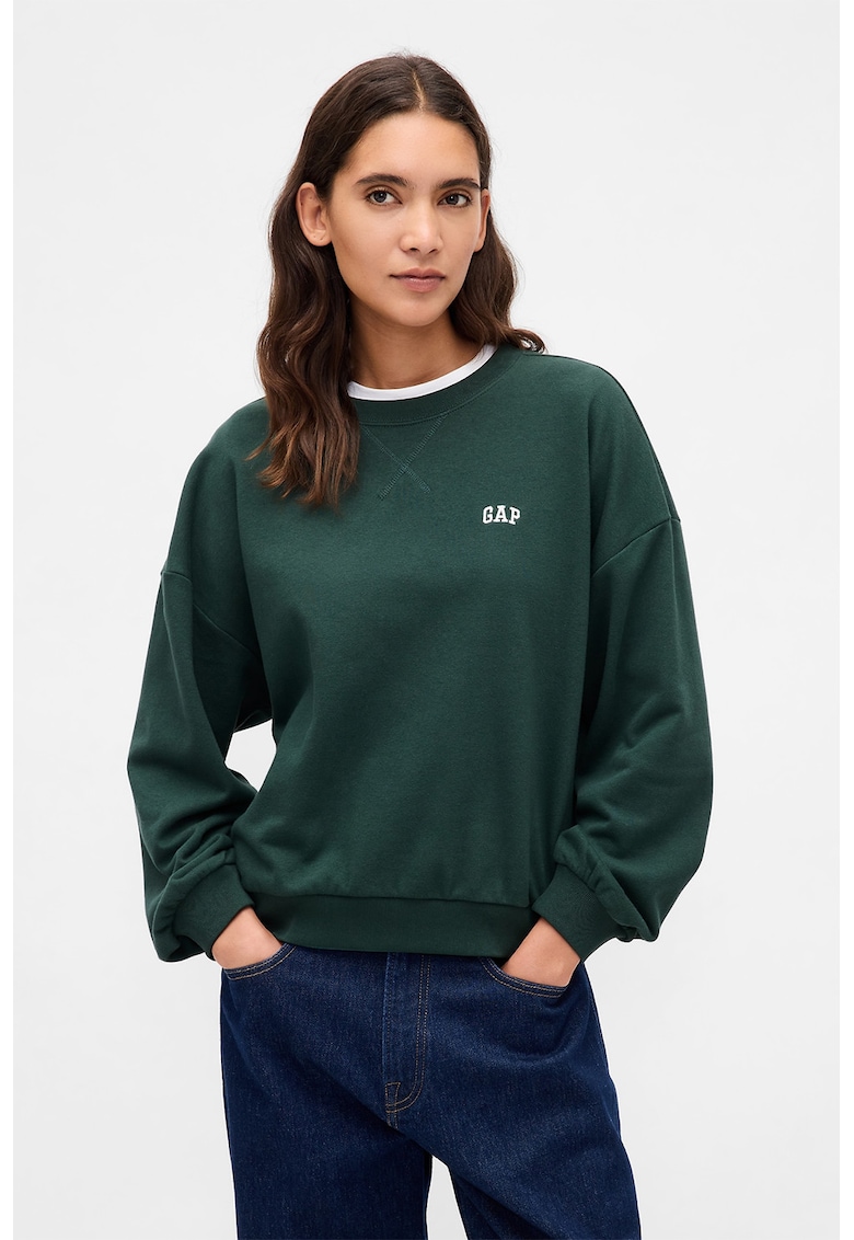 Bluza de trening cu logo si maneci cazute