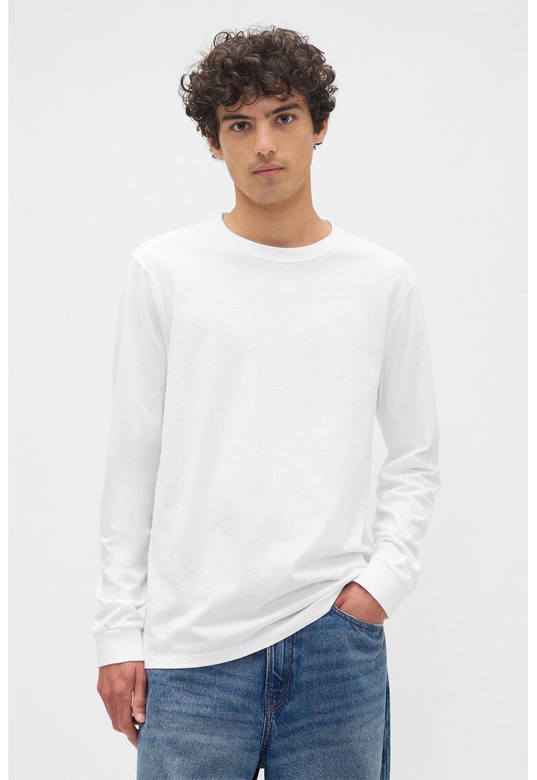 Bluza cu decolteu rotund - Alb optic