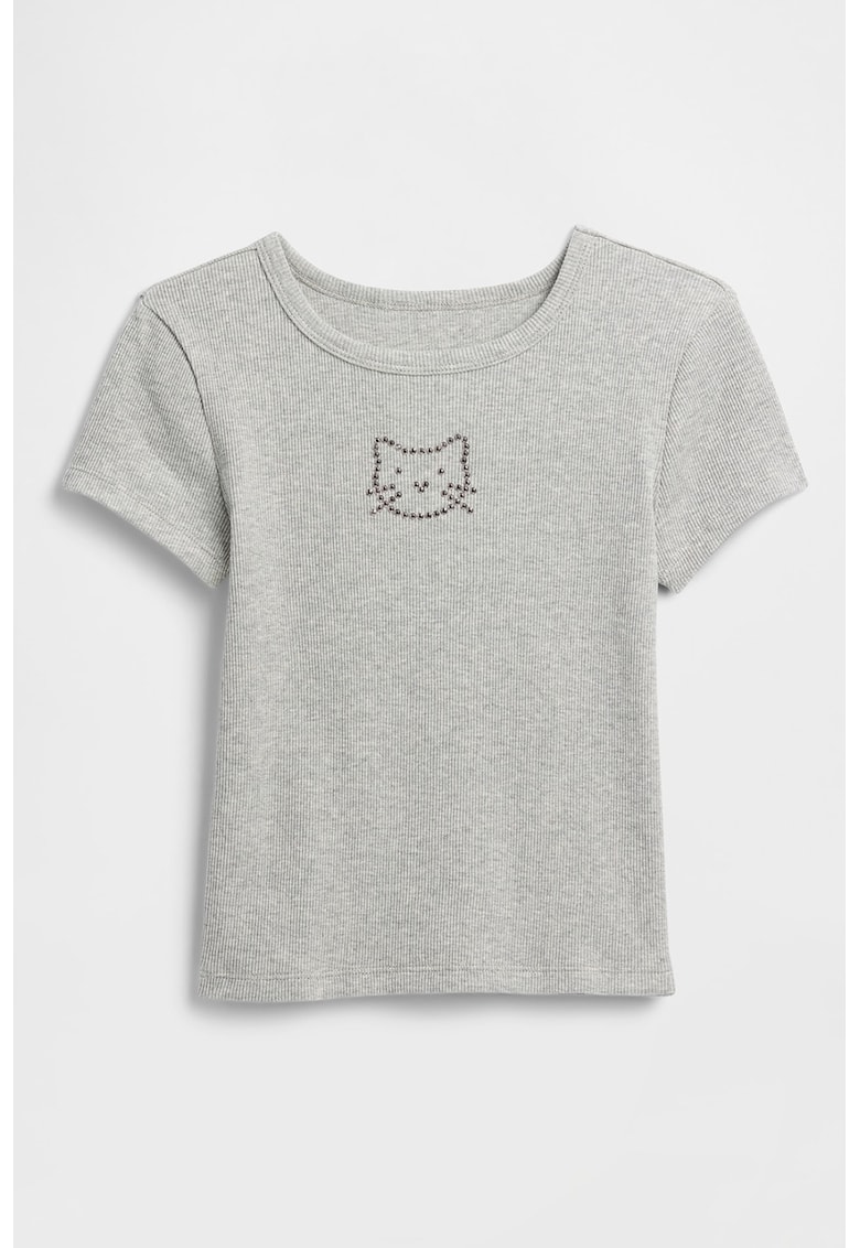 Tricou striat cu strasuri