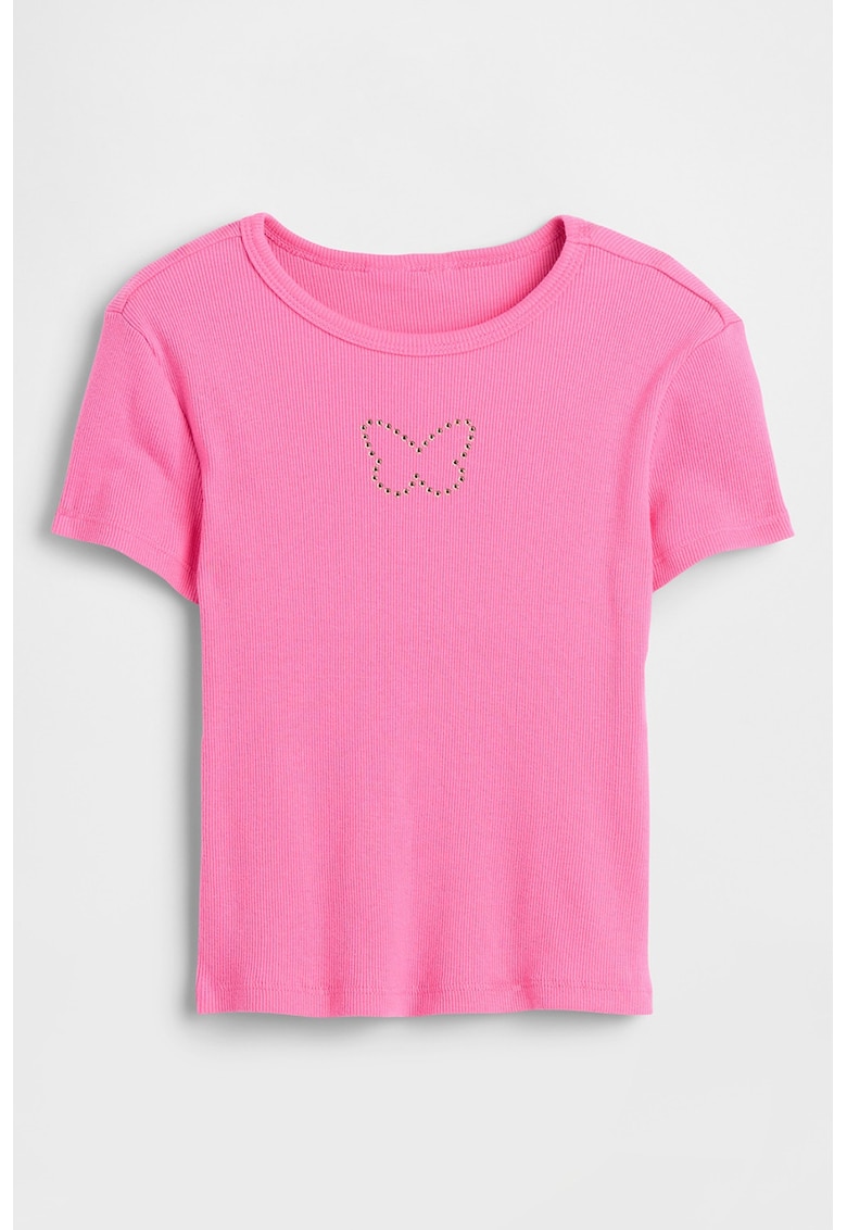 Tricou striat cu strasuri