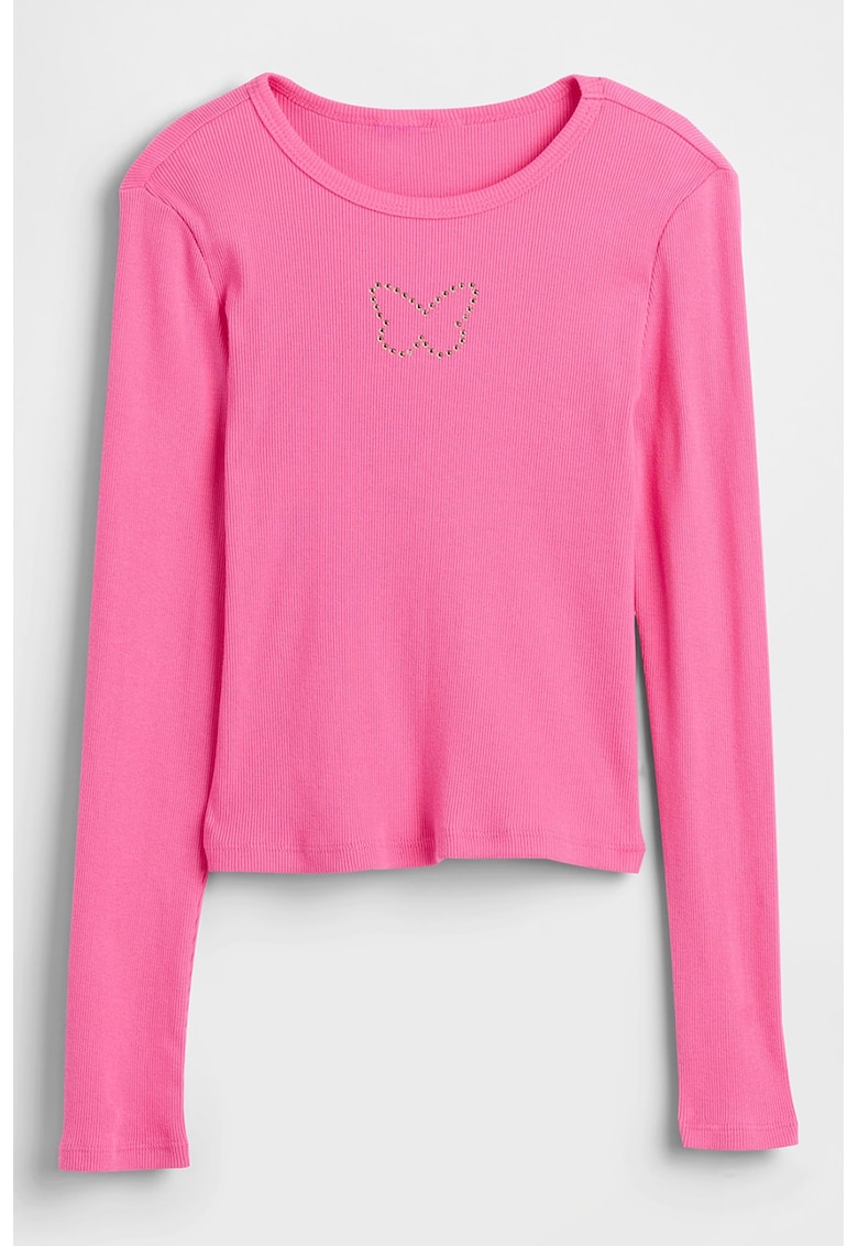 Bluza striata cu strasuri - Fucsia